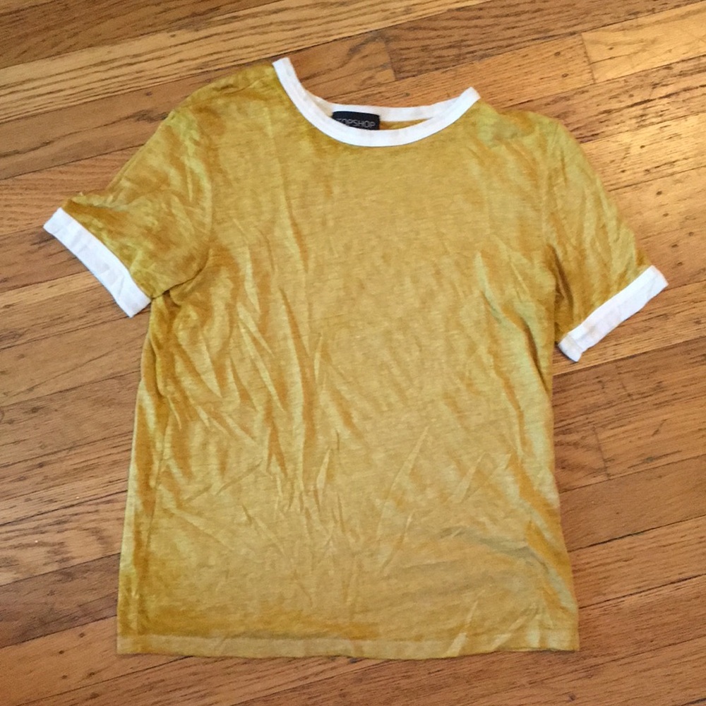 Lightly warn mustard Tshirt from top shop.